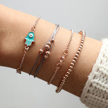 Load image into Gallery viewer, 6 pcs/set Love Heart Infinity Symbol Charm Bracelets for Woman Gold Link Chain Bracelets Hollow Feather Black Beads Braclet Girl