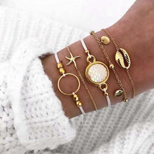 Load image into Gallery viewer, 6 pcs/set Love Heart Infinity Symbol Charm Bracelets for Woman Gold Link Chain Bracelets Hollow Feather Black Beads Braclet Girl