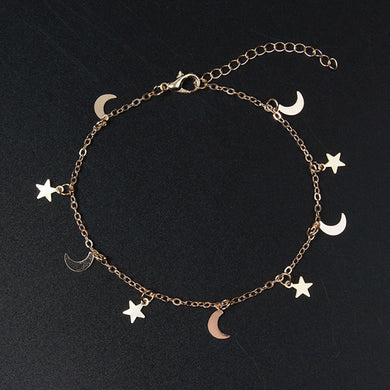 New Fashion Gold silver Moon Star Charms bracelet for Women Accessories Bracelets 4g