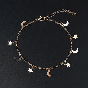 New Fashion Gold silver Moon Star Charms bracelet for Women Accessories Bracelets 4g