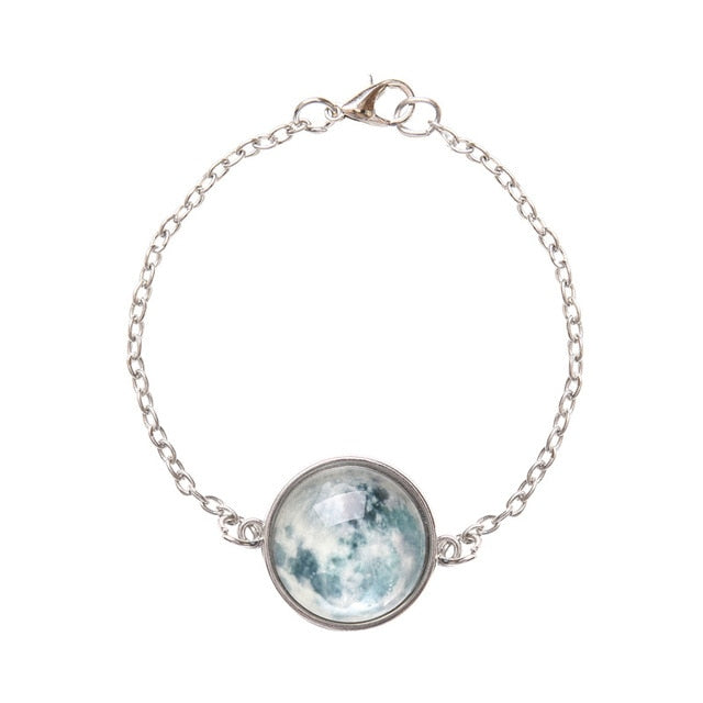 Birth Moon Bracelet Glow In The Dark Moon Phase Silver Chain Bracelet Glowing Birthday Moon Jewelry Lunar Phase Bracelets Charm